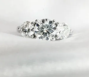 3CTW Round Cut Moissanite Engagement Ring