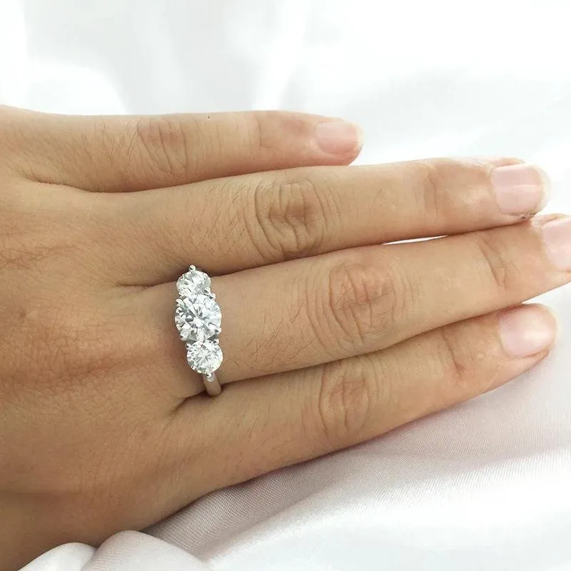 3CTW Round Cut Moissanite Engagement Ring