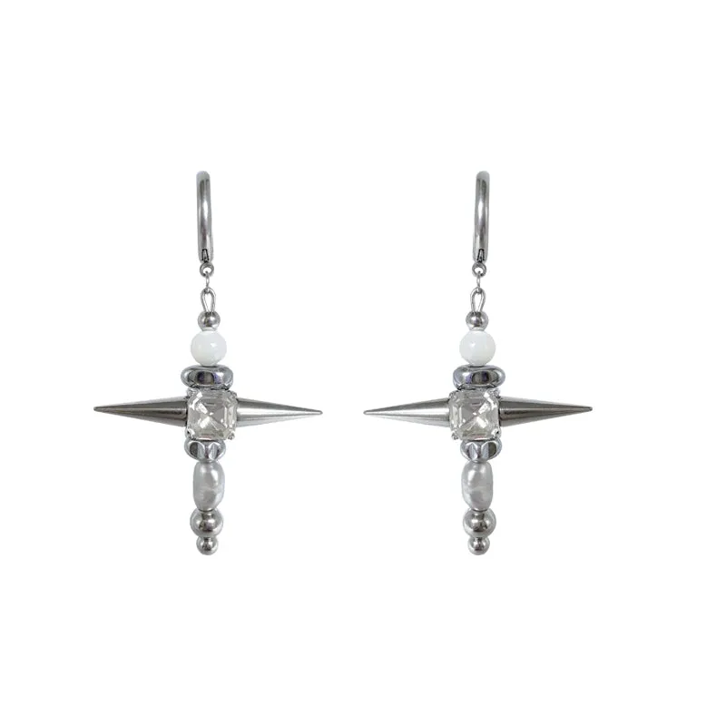 40% OFF!   Fervooor Prickly Star white bead earrings