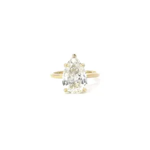 4.24 Pear Natural Diamond Engagement Ring with Hidden Halo