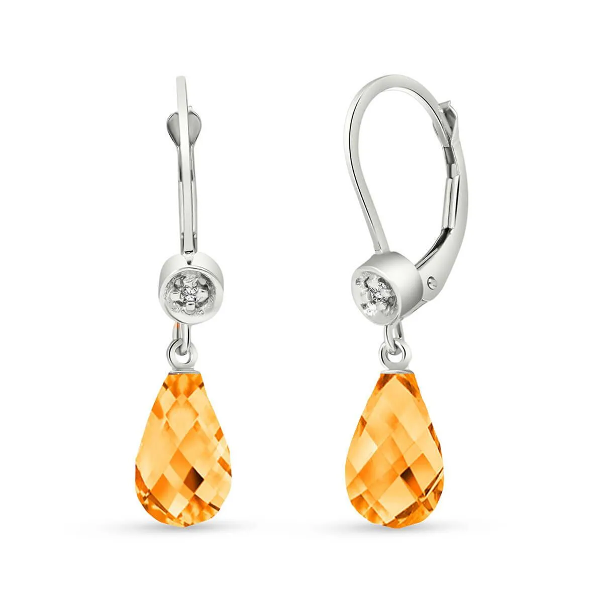 4.53 Carat 14K Solid White Gold Northern Sun Citrine Diamond Earrings