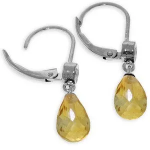 4.53 Carat 14K Solid White Gold Northern Sun Citrine Diamond Earrings