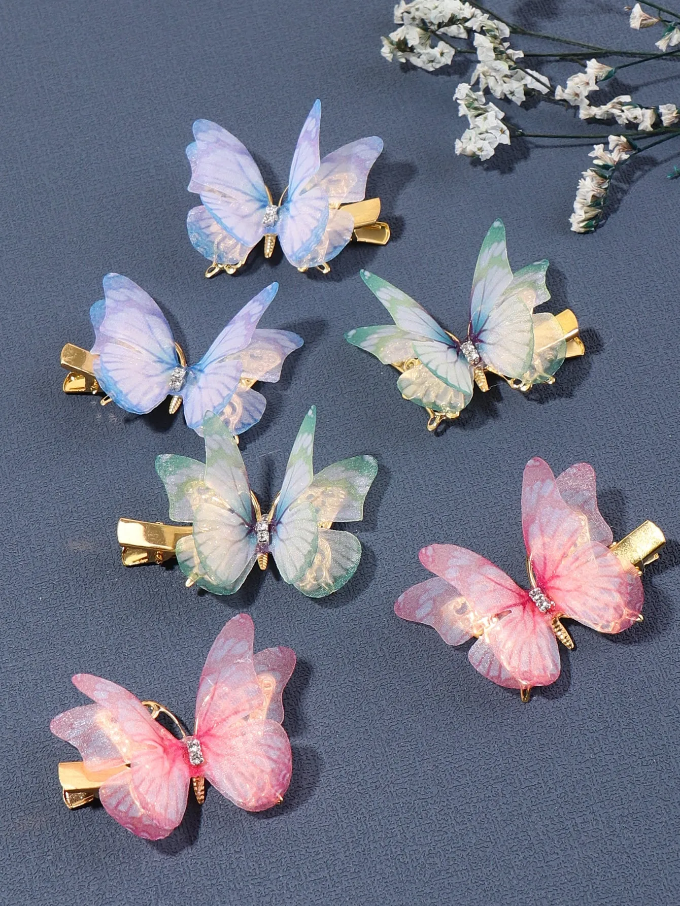 6pcs Women Butterfly Decor Style Alligator Hair Clip for Women Barrette Styling