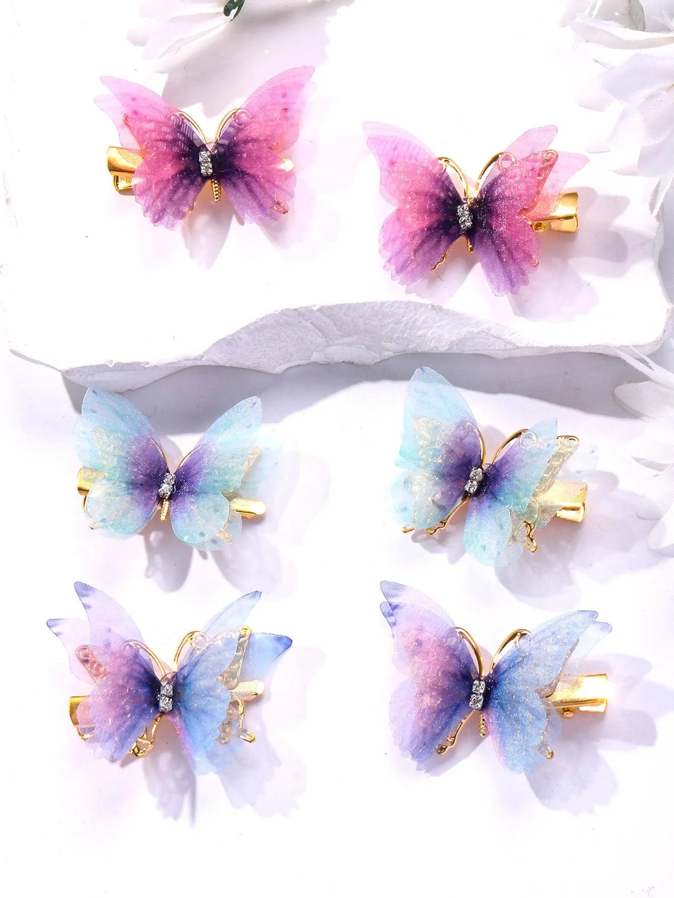 6pcs Women Butterfly Decor Style Alligator Hair Clip for Women Barrette Styling