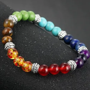 7 Chakras Natural Stone Beeds Bracelet for Healing Balance