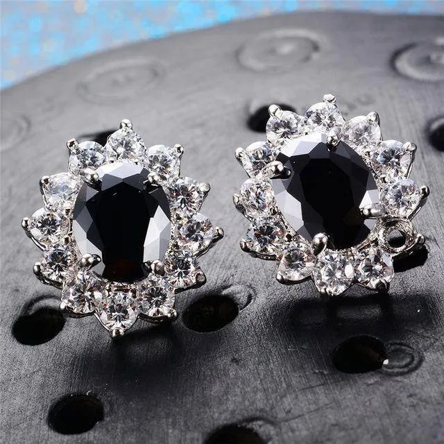 7 Colors, Oval Earrings Stud AAA Crystal Zircon