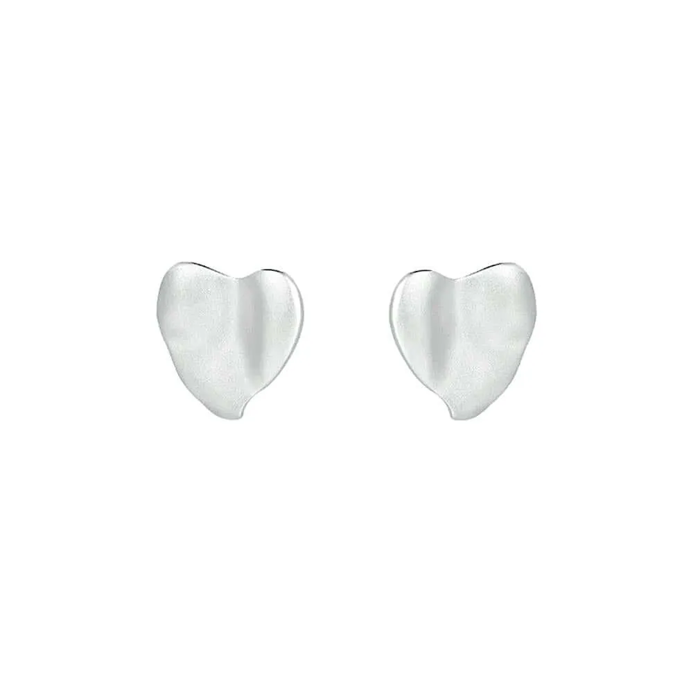 925 Silver Heart Small White Gold Earrings