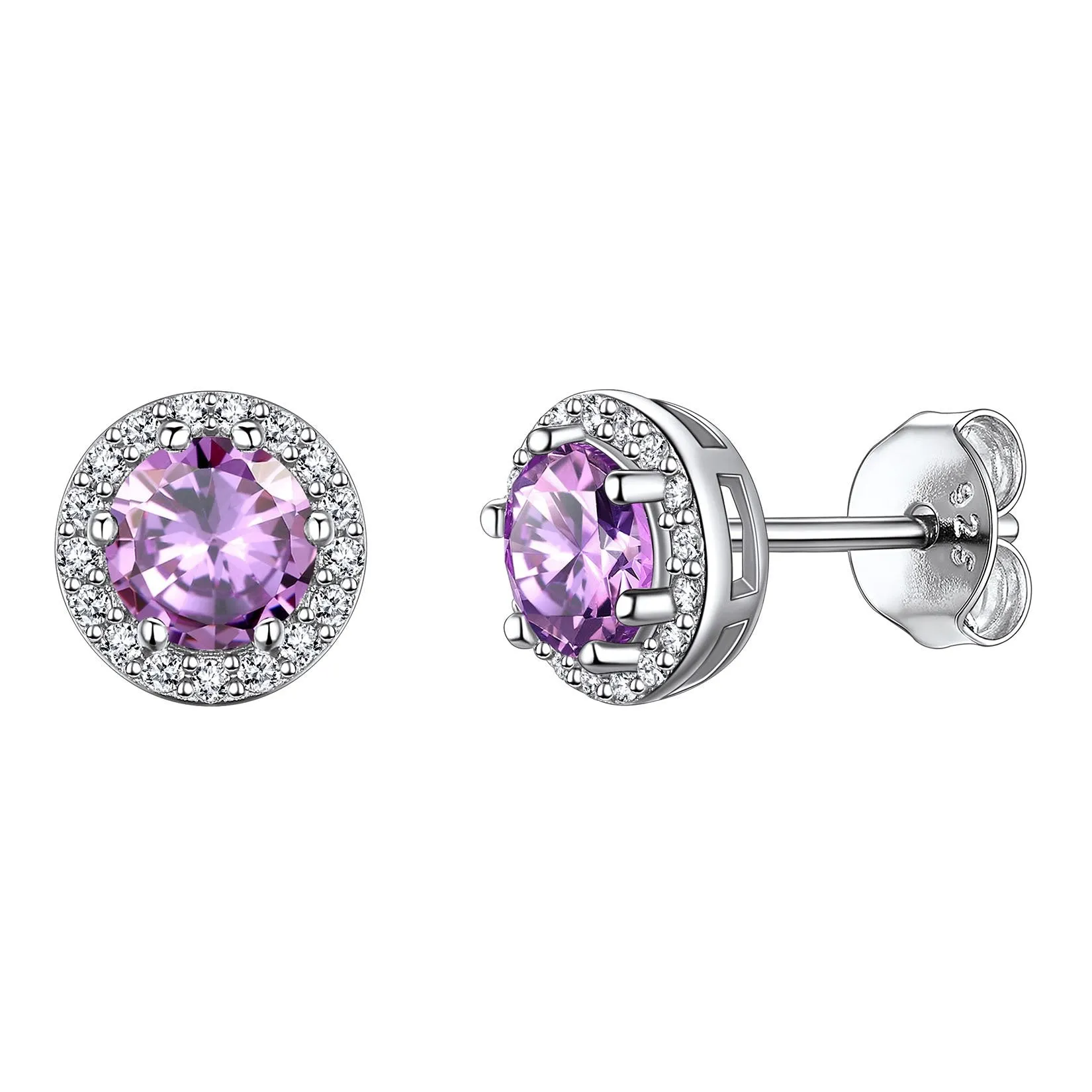 925 Sterling Silver Cubic Zirconia Birthstone Stud Earrings for Men Women