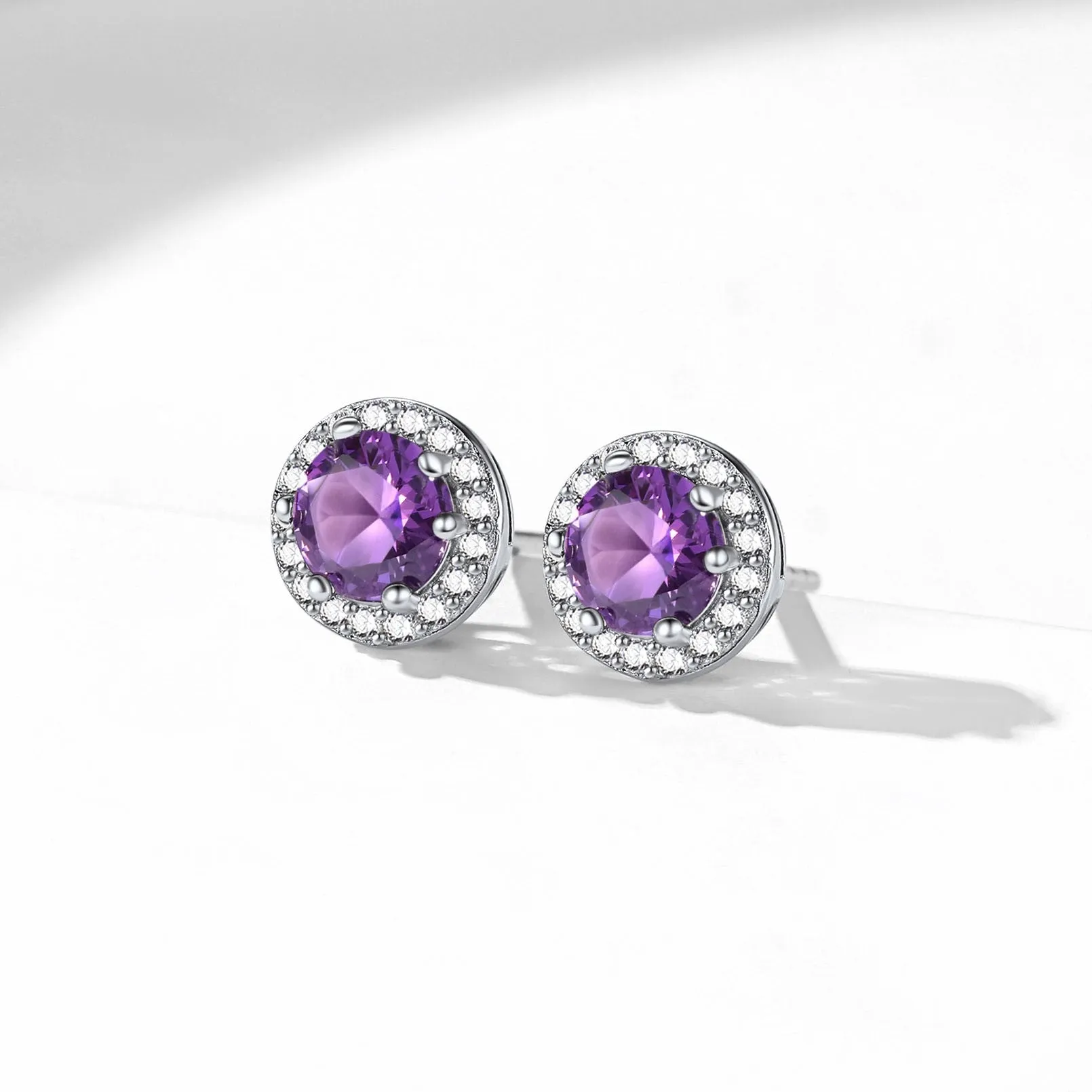 925 Sterling Silver Cubic Zirconia Birthstone Stud Earrings for Men Women