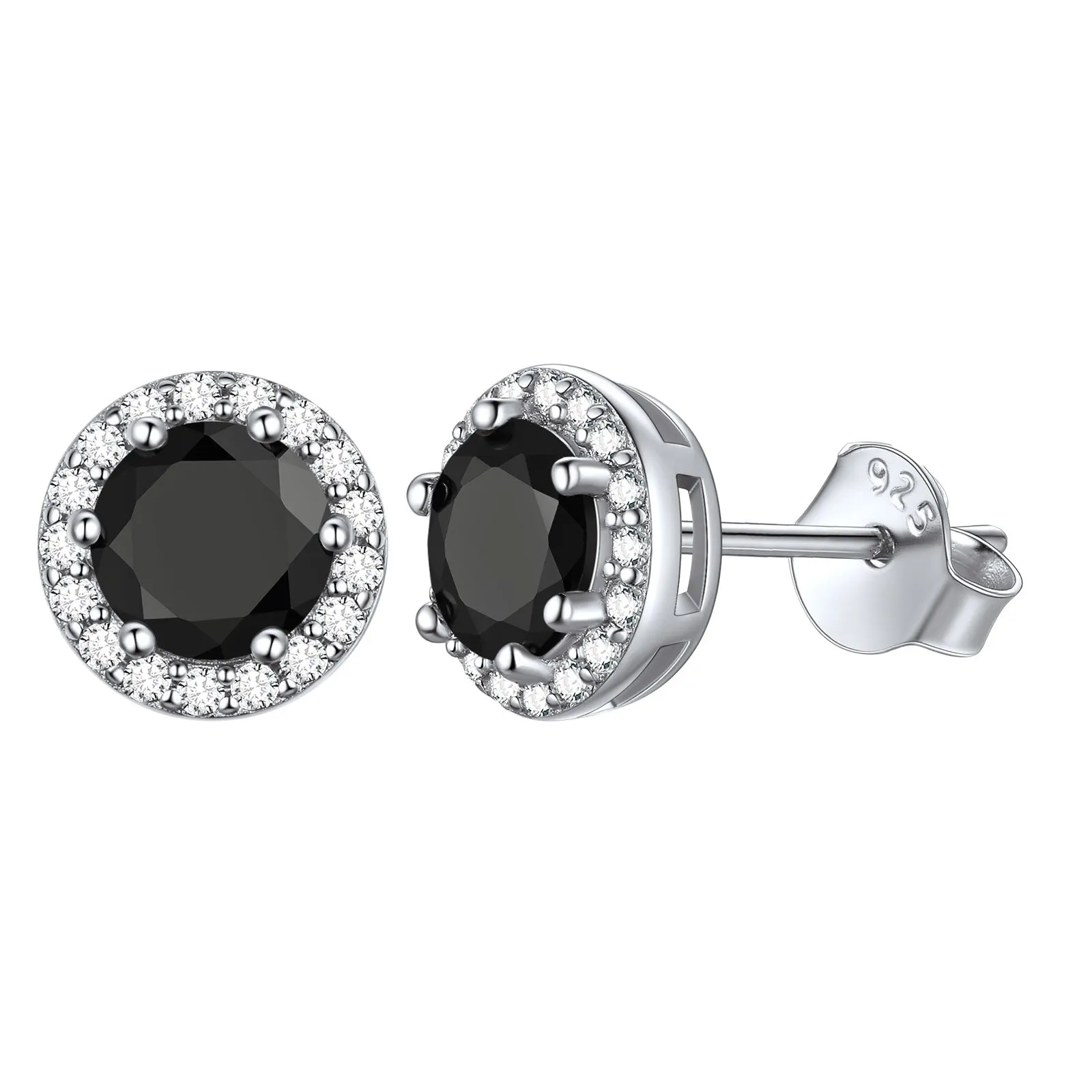 925 Sterling Silver Cubic Zirconia Birthstone Stud Earrings for Men Women