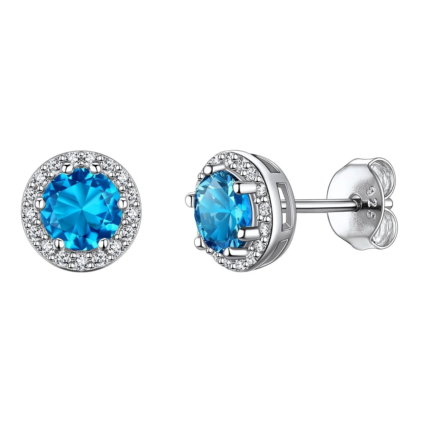 925 Sterling Silver Cubic Zirconia Birthstone Stud Earrings for Men Women