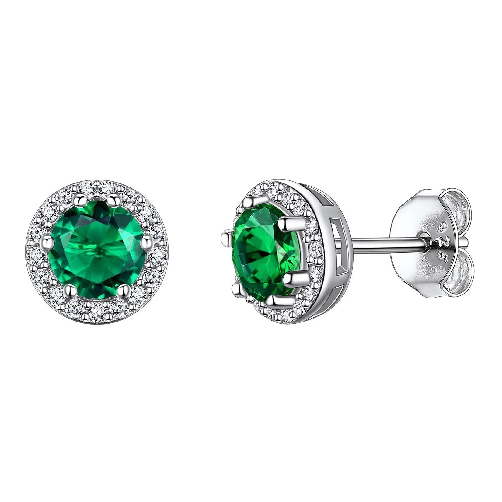 925 Sterling Silver Cubic Zirconia Birthstone Stud Earrings for Men Women