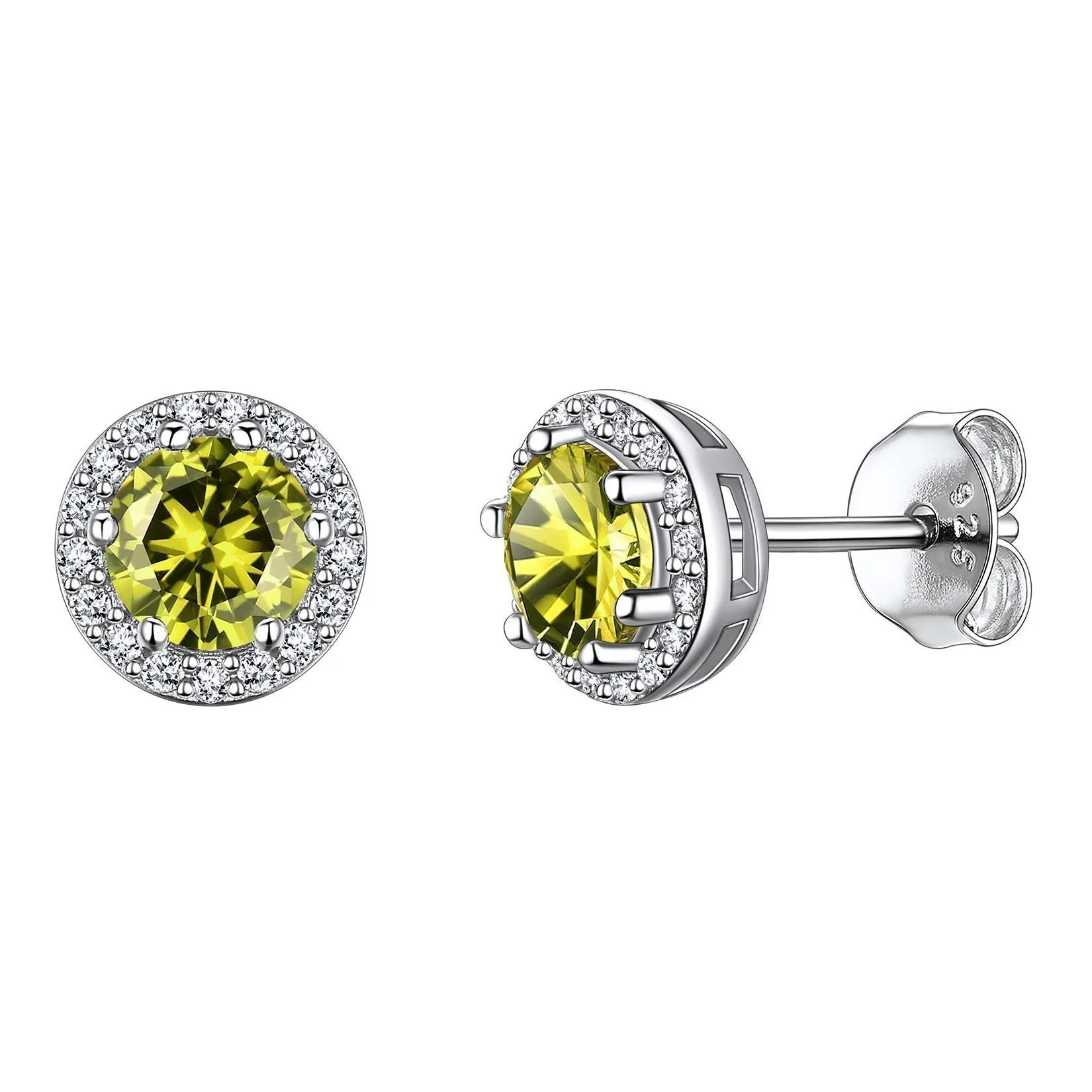 925 Sterling Silver Cubic Zirconia Birthstone Stud Earrings for Men Women