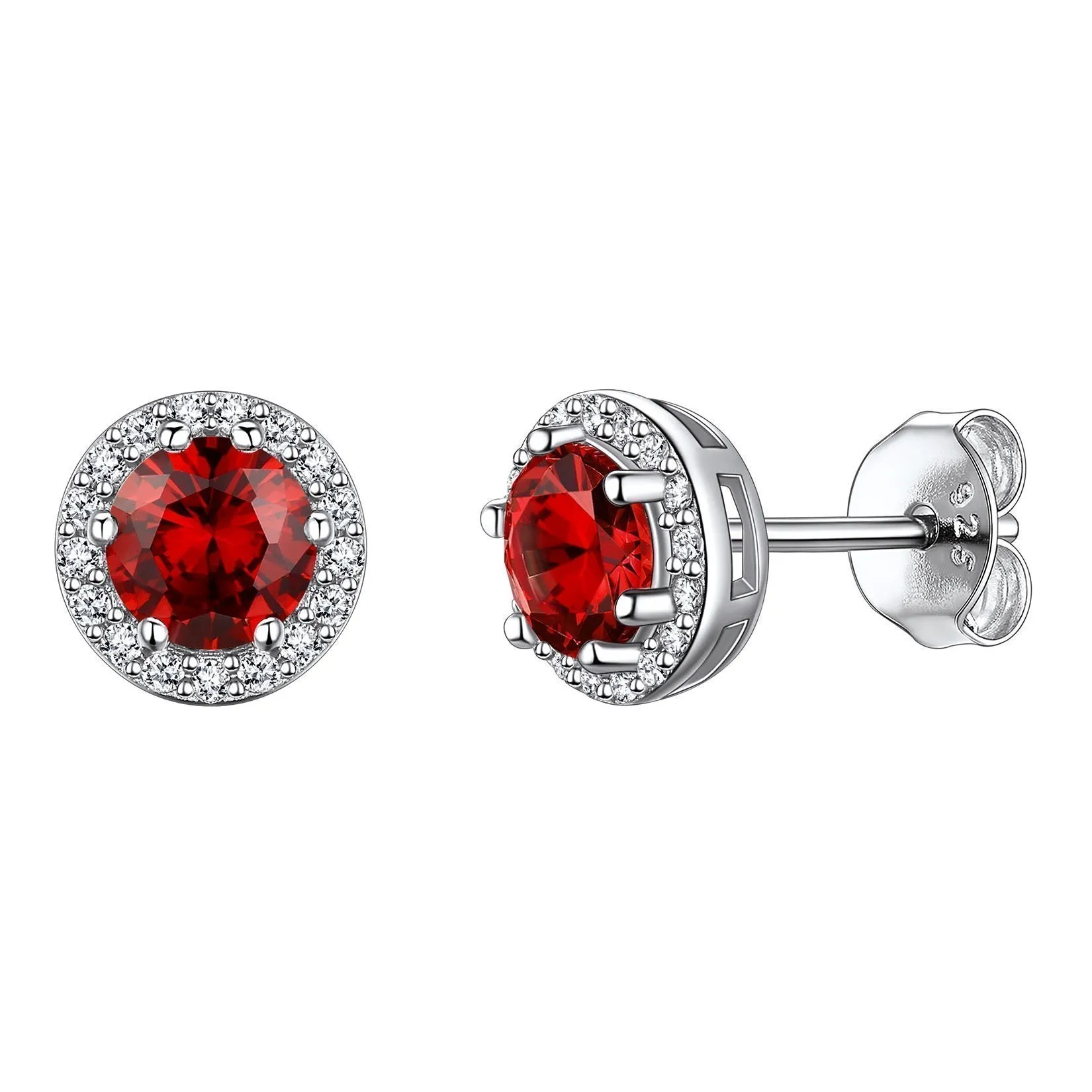 925 Sterling Silver Cubic Zirconia Birthstone Stud Earrings for Men Women