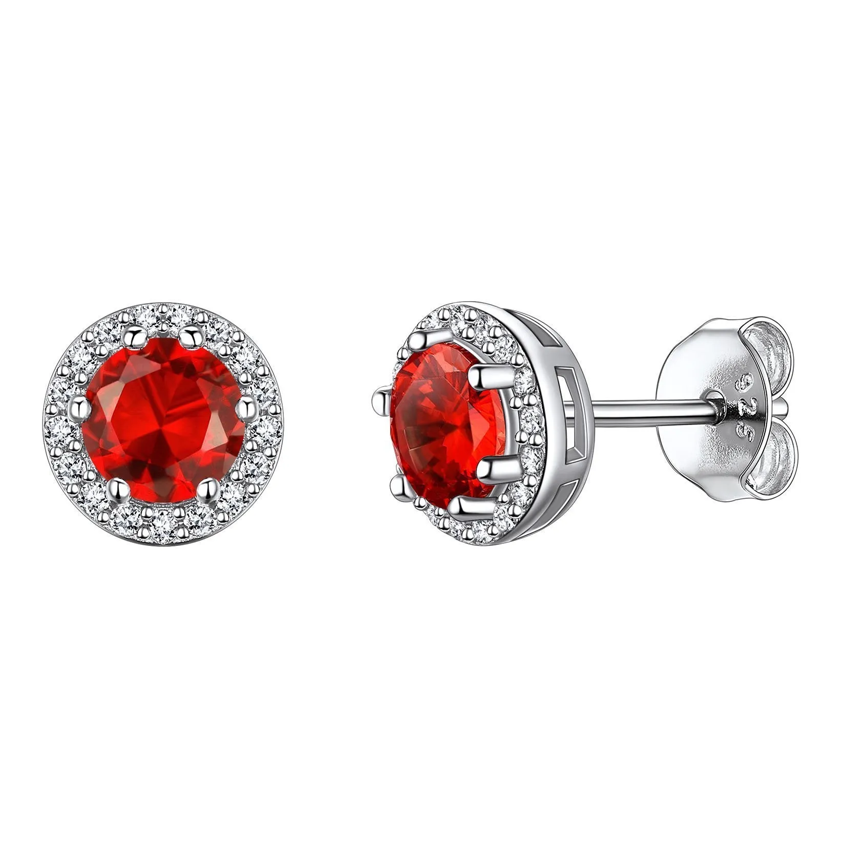 925 Sterling Silver Cubic Zirconia Birthstone Stud Earrings for Men Women