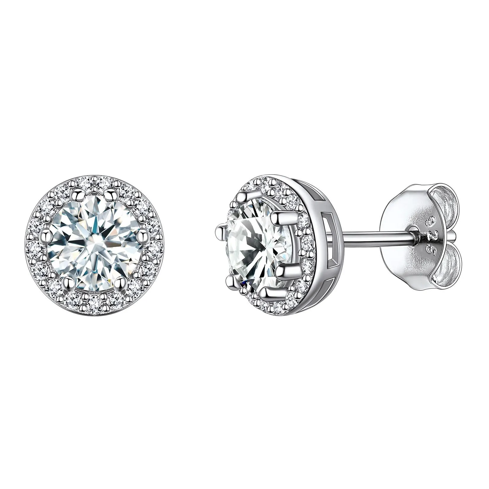 925 Sterling Silver Cubic Zirconia Birthstone Stud Earrings for Men Women