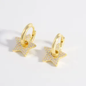 925 Sterling Silver Zircon Star Earrings