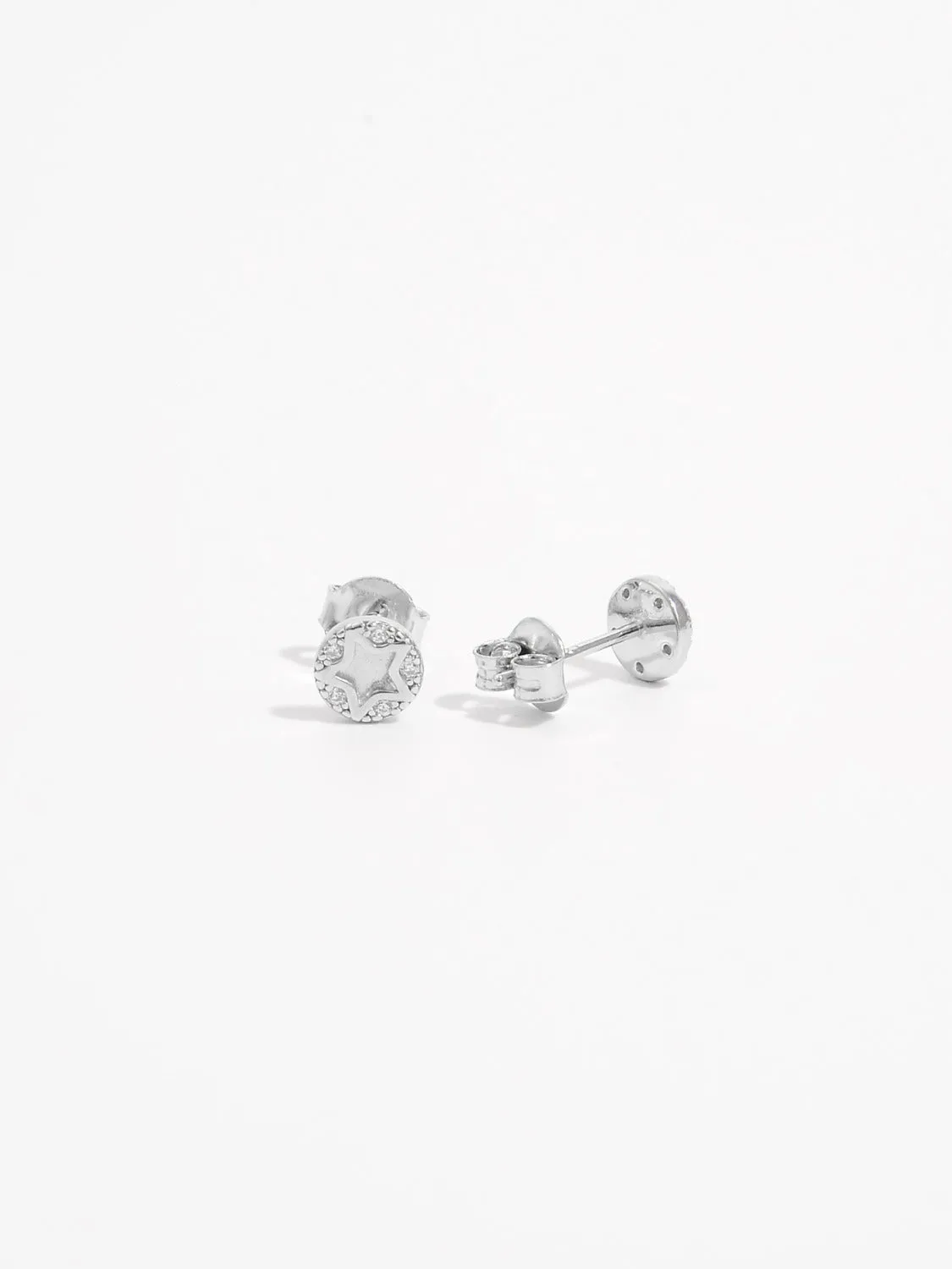 925 Sterling Silver Zircon Star Stud Earrings