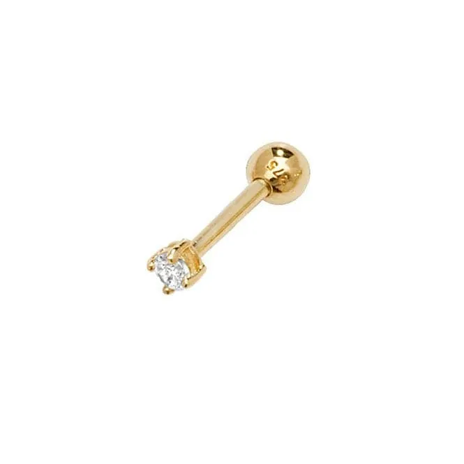 9ct Yellow Gold Zirconia Cartilage 8.5mm Post Stud ES908P