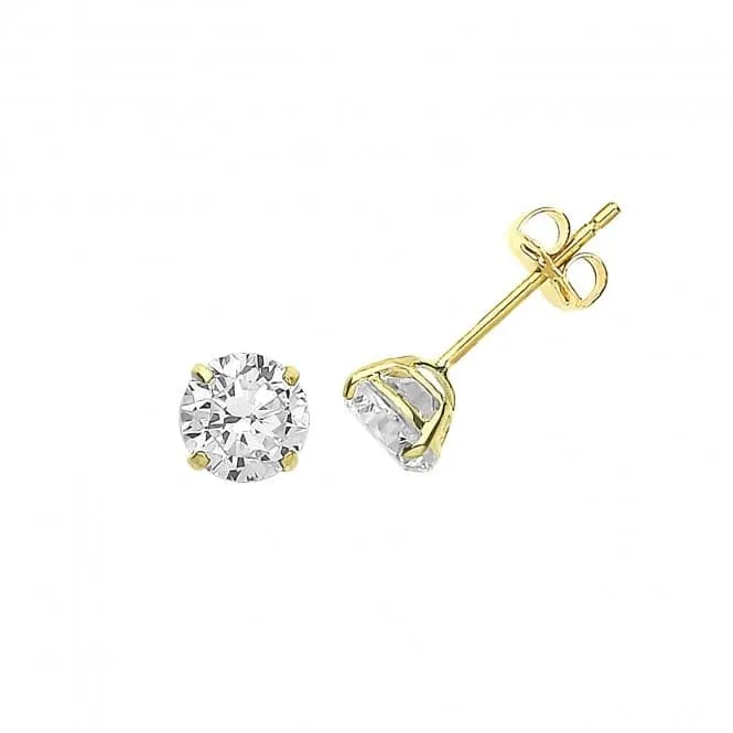 9ct Yellow Gold Zirconia Stud 5Mm ES712