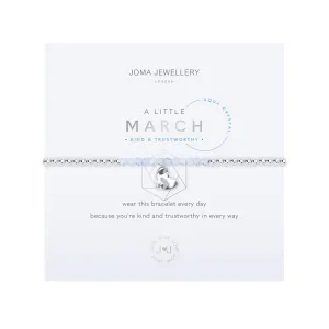 A Little March Birthstone Bracelet | Silver Plated with Aqua Crystal