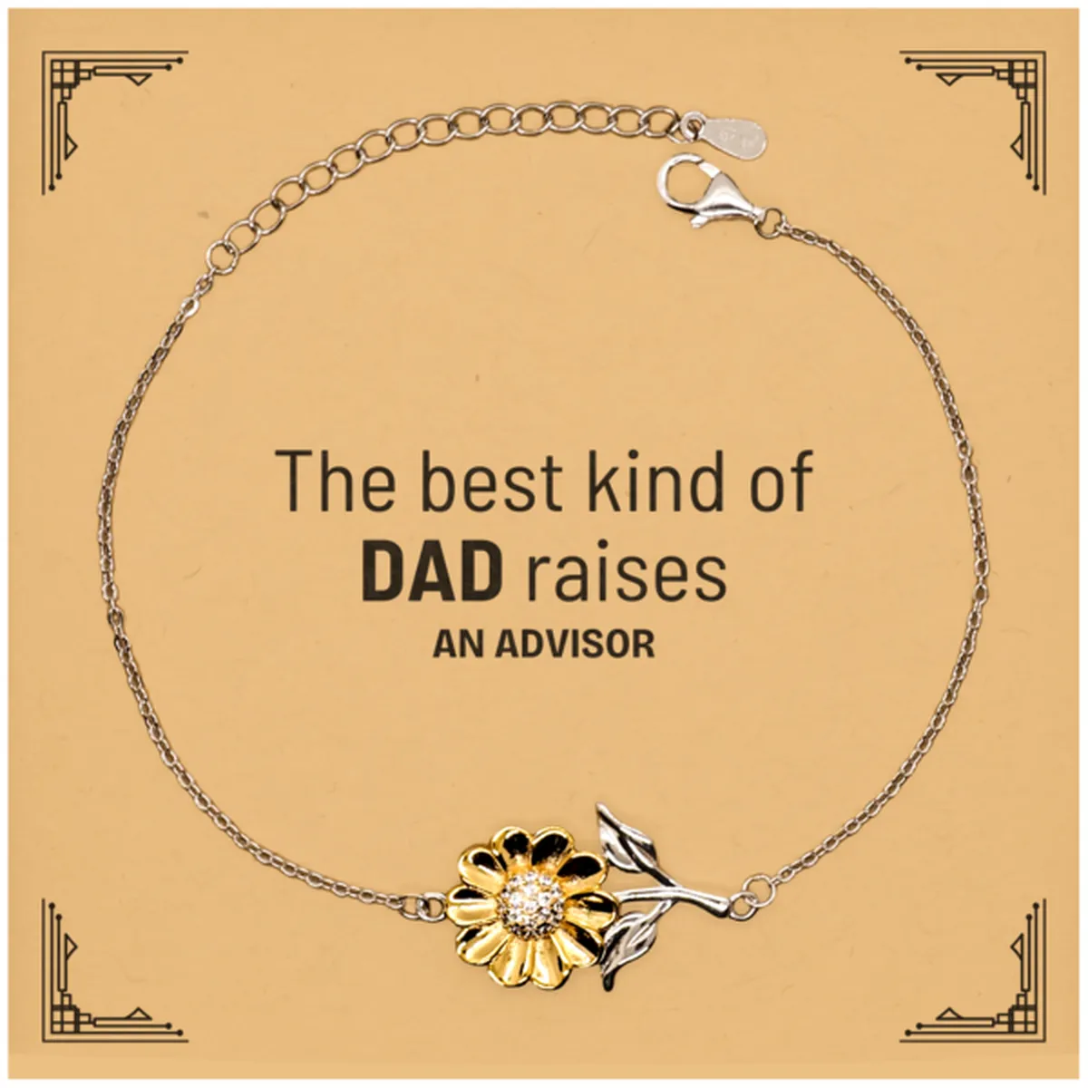 Advisor Dad Gifts, The best kind of DAD, Father's Day Appreciation Birthday Sunflower Bracelet for Advisor, Dad, Father from Son Daughter