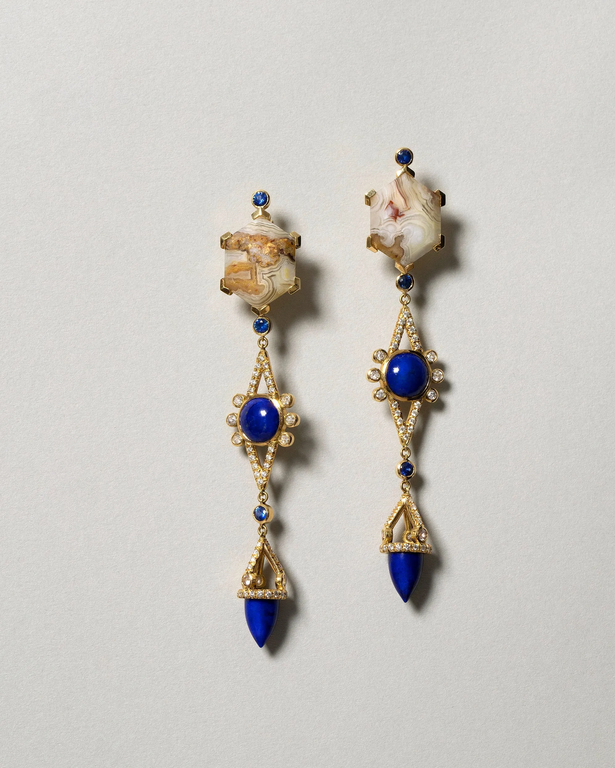 Agate & Lapis Drop Earrings