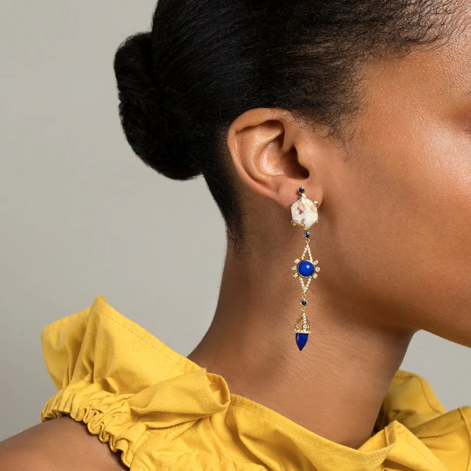 Agate & Lapis Drop Earrings