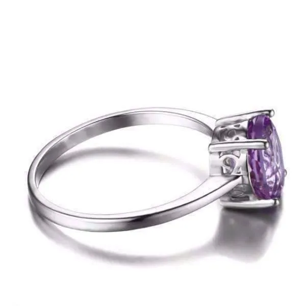 Amethyst 925 Sterling Silver Oval Cut 1.1CT IOBI Precious Gems Ring