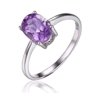 Amethyst 925 Sterling Silver Oval Cut 1.1CT IOBI Precious Gems Ring