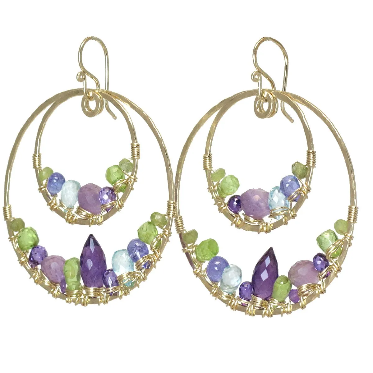 Amethyst Peridot Blue Topaz and Tanzanite Earrings LB111 by Calico Juno Designs, Bonnie Riconda