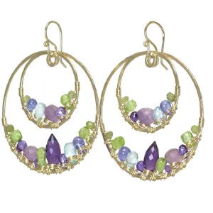 Amethyst Peridot Blue Topaz and Tanzanite Earrings LB111 by Calico Juno Designs, Bonnie Riconda