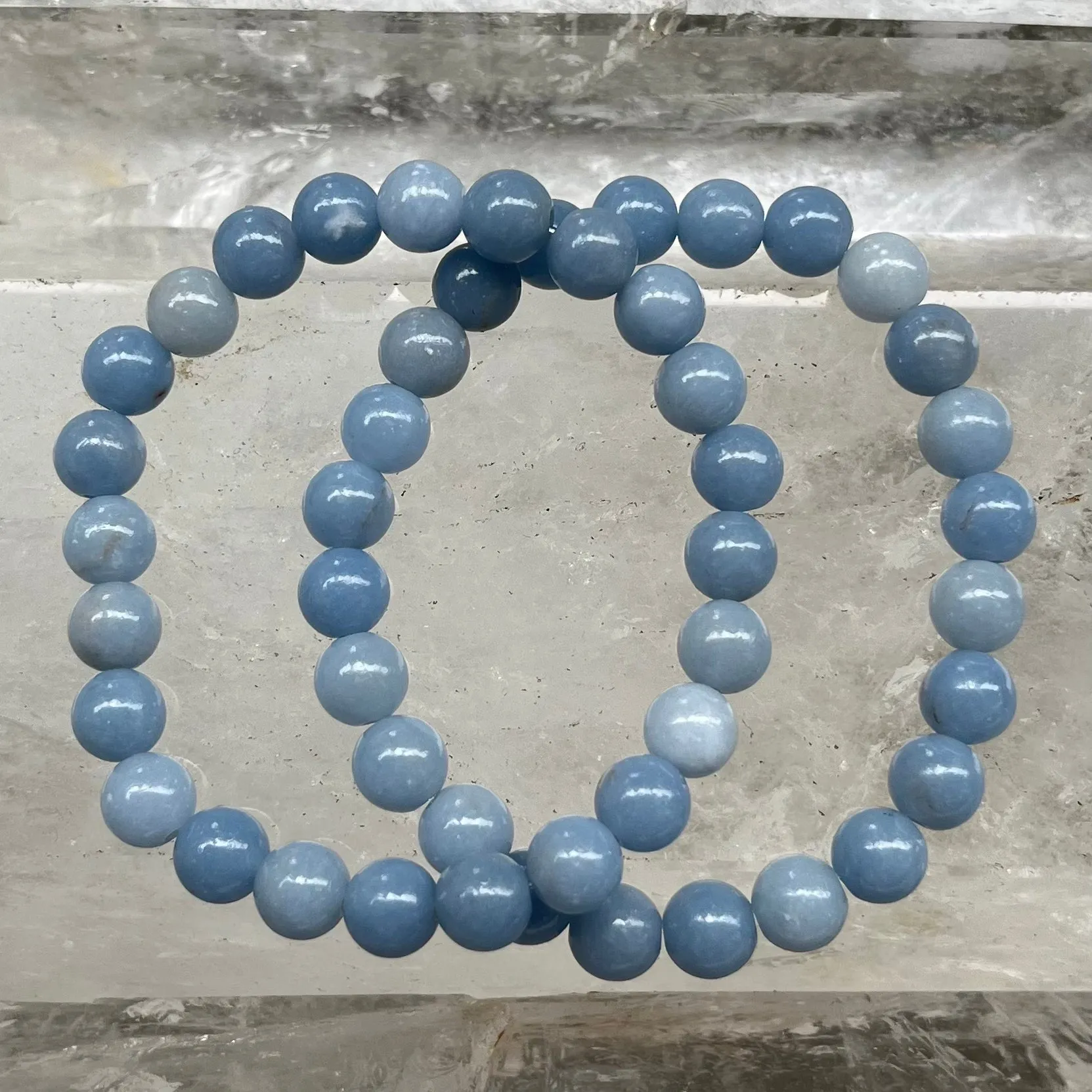 Angelite 8mm Beaded Bracelet - Angelic Energy