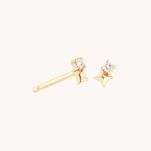 April Topaz Birthstone Earrings in Solid Gold