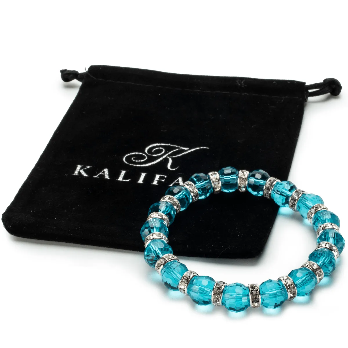 Aqua Marine Gorgeous Glass Bracelet with Cubic Zirconia Crystals