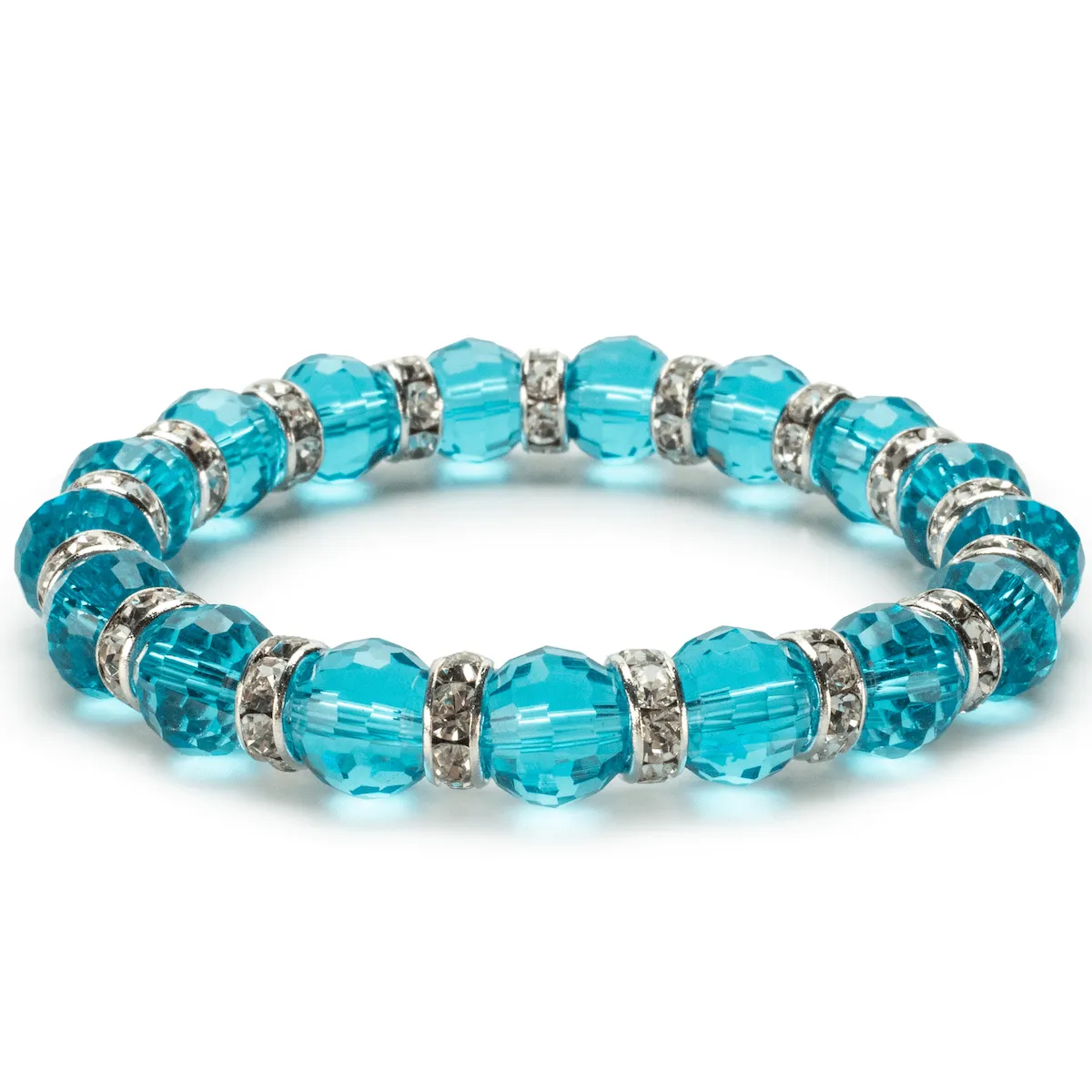 Aqua Marine Gorgeous Glass Bracelet with Cubic Zirconia Crystals