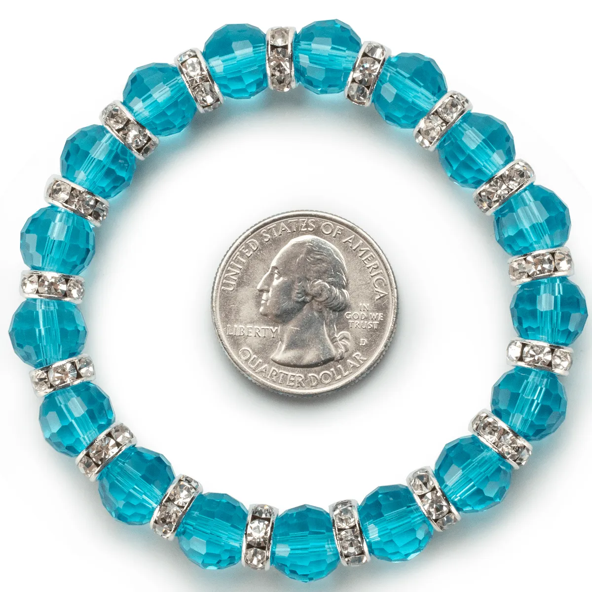 Aqua Marine Gorgeous Glass Bracelet with Cubic Zirconia Crystals