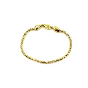 Ashley Gold Stainless Steel Gold Plated Stretch 3 Bean Design Bracelet