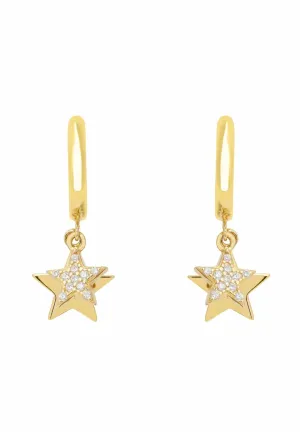 Astro Double Star Huggie Hoop Earring Gold