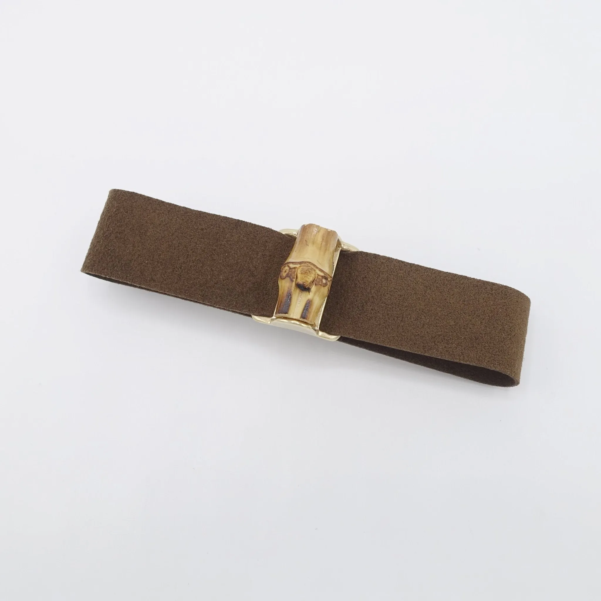 bamboo buckle embellished suede hair bow barrette luxury hair accessory for women