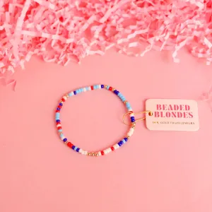 Beaded Blondes | Red, White & Blues Sprinkle Stretchy Bracelet