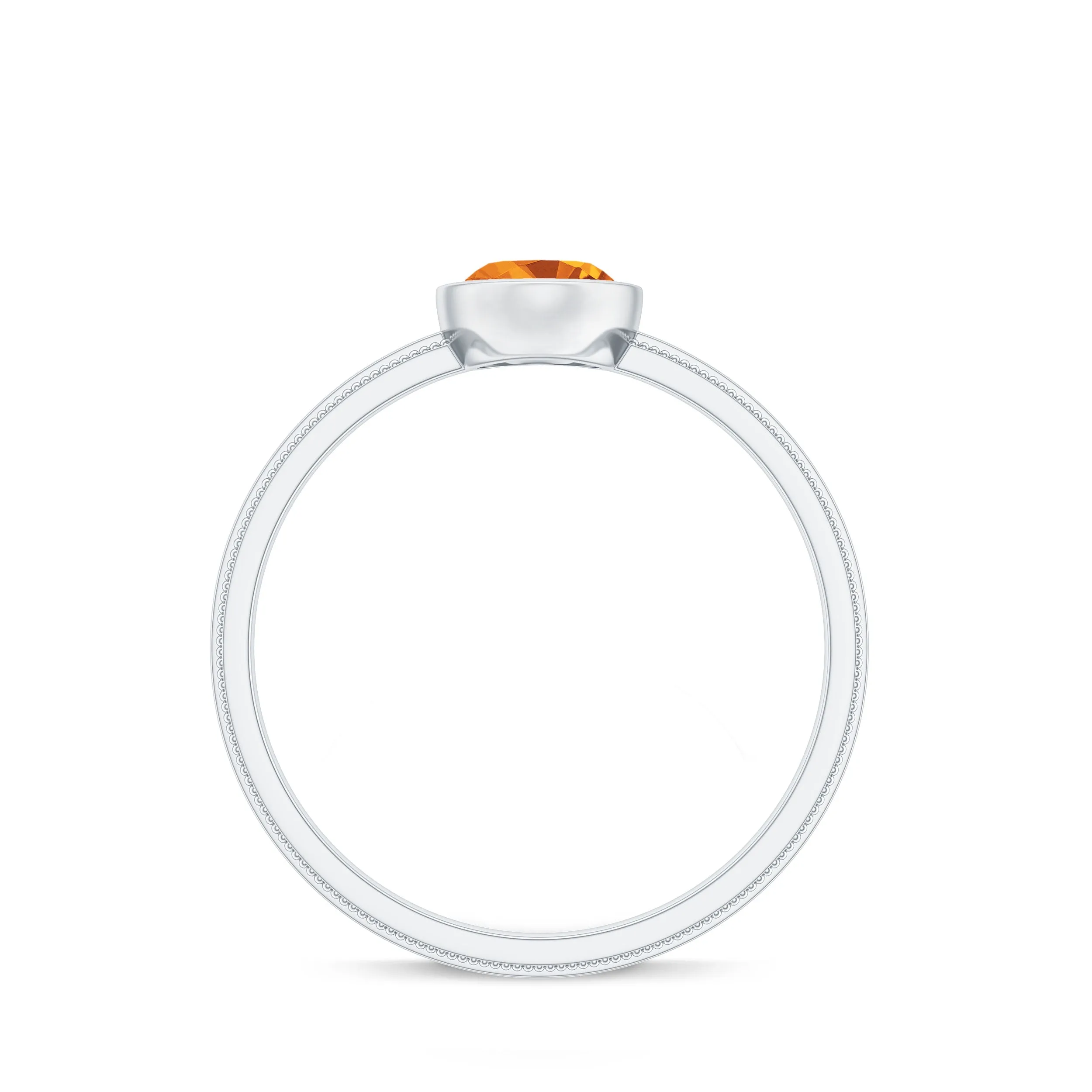 Bezel Set Oval Citrine Solitaire Ring with Beaded Detailing