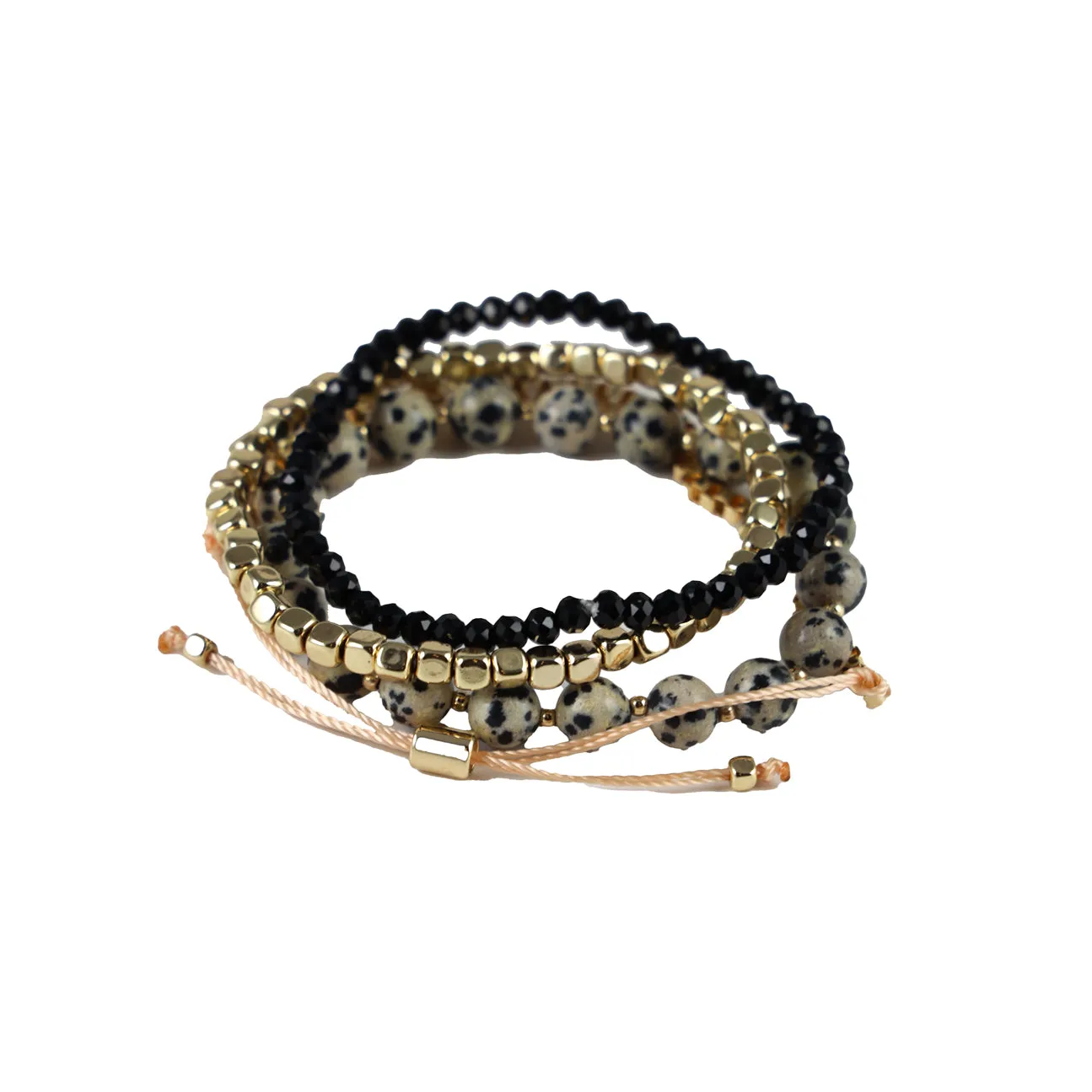 Black & Cream Stretch Bracelet Set