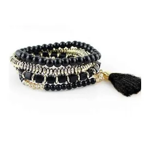 Black Beaded Tassel Bracelet