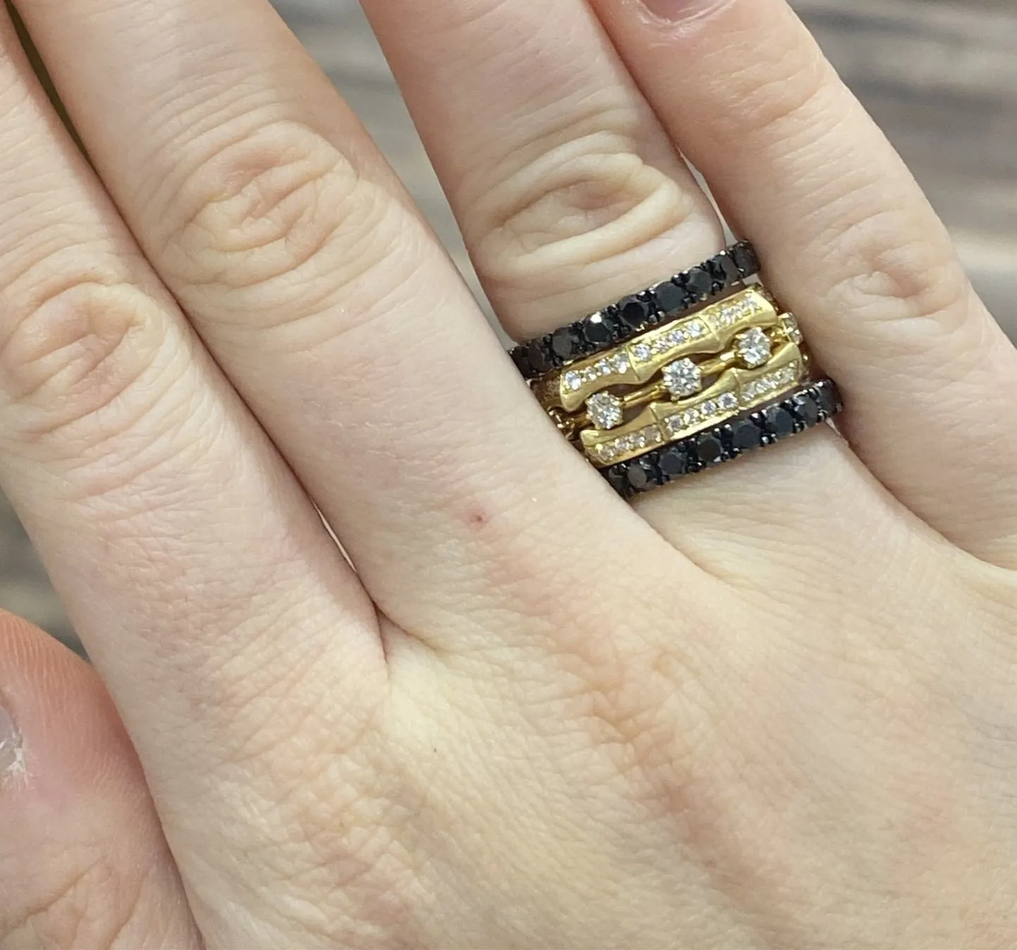 Black Diamond Stacking Band Ring