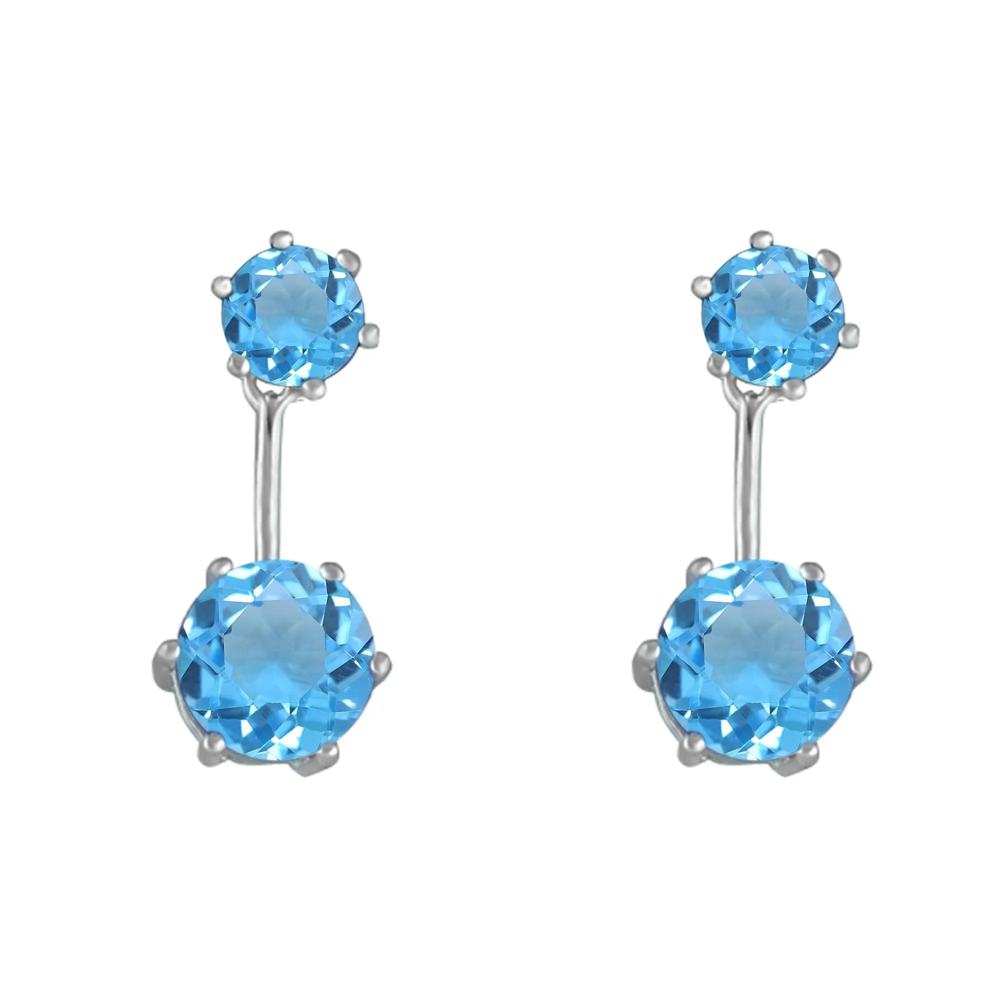 Blue Topaz Front/Back Earrings in Sterling Silver