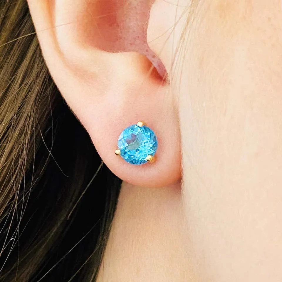 Blue Topaz Stud Earrings