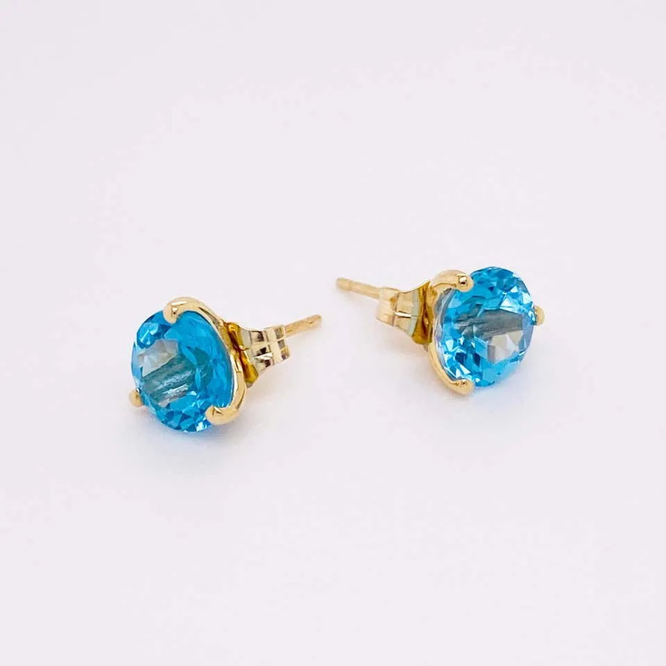 Blue Topaz Stud Earrings