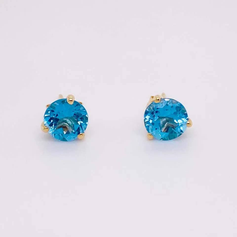 Blue Topaz Stud Earrings