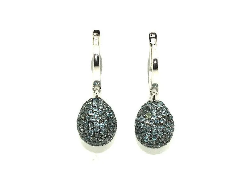 Blue Topaz Studded Drop Earrings